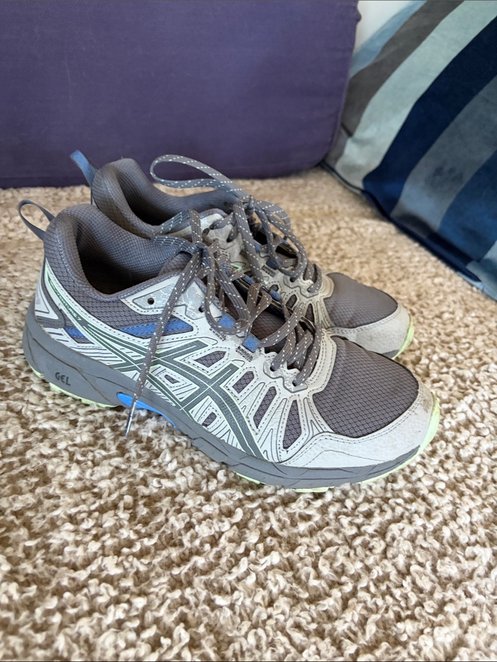 Gray and Light Green Women's Athletic Shoes.